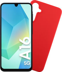 Volte-Tel Rückseitencover aus Silikon mit rotem Nackenriemen (Galaxy A16)