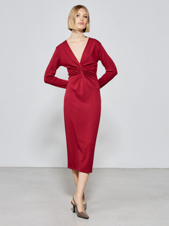 Passager Dress with Slit Red