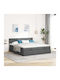 King Size Upholstered Bed with Fabric Dark Grey with Slats & Mattress 180x200cm