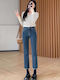 Hoch tailliert Damenjeans in Mom-Passform Light Blue