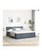 King Size Bett Mit Samt Dunkelgrau Mit Lattenrost & Matratze 200x200cm