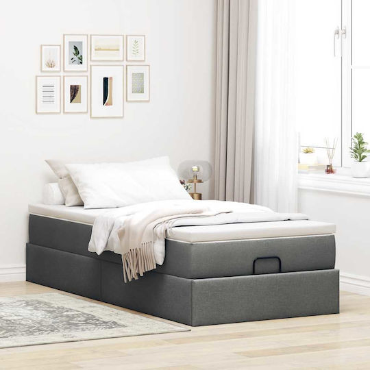 Saltea Simplă cu Saltea 90x200cm Gri Închis Saltea Simplă cu Saltea 90x200cm Gri Închis