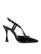 Black Greek-Made Heels with Crossed Straps