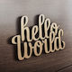 MDF Wooden Design Hello World 50cm X 33cm