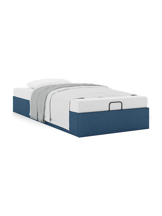 Betten Einzel mit Stoff Blau mit Stauraum & Lat...
