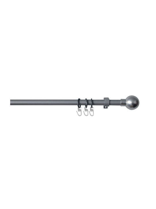 Homefit Ausziehbar Metallisch Vorhangstange Ball Einfach Φ16mm 120-210cm Grey