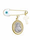 Ioannis Kosmima Child Safety Pin made of Gold 9K with Icon of the Virgin Mary