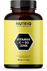 Nutriq Vitamine C + D3 și Zinc Vitamine 180 Capsule Pe Bază De Plante