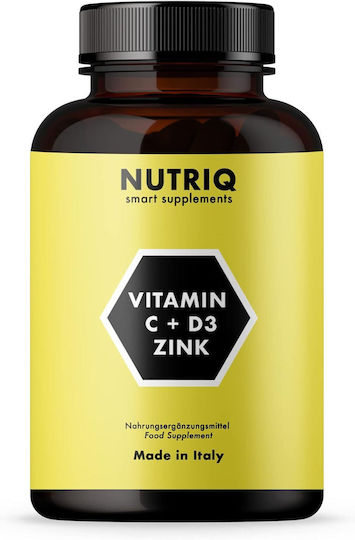 Nutriq Vitamine C + D3 și Zinc Vitamina pentru Întărirea Imunității Părului și Pielii 180 Capsule Pe Bază De Plante