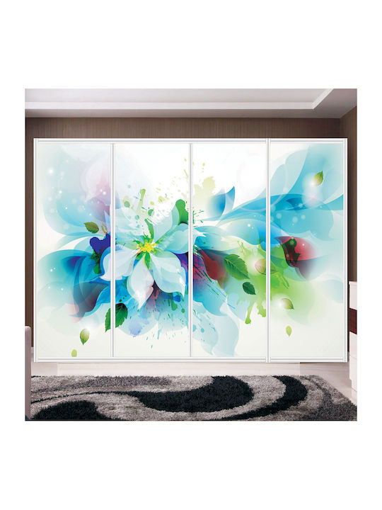 White Flower Wardrobe Sticker 200cm