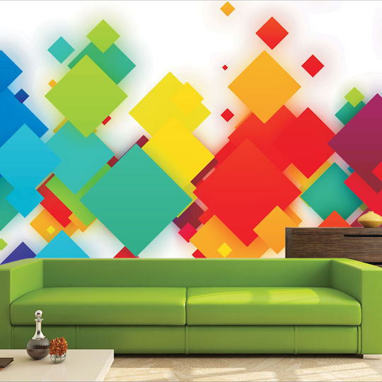Self-Adhesive Wallpaper Colorful Squares 500cm