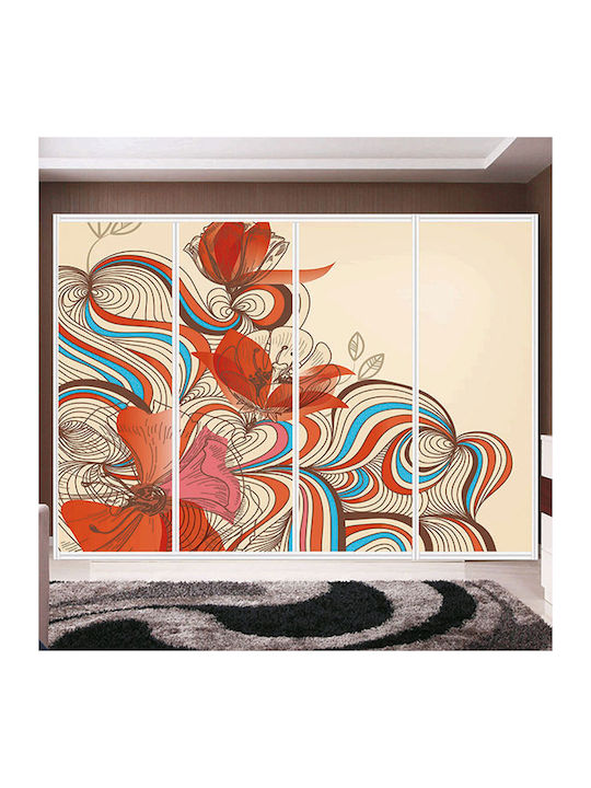 Wardrobe Sticker Abstract Flowers 240cm