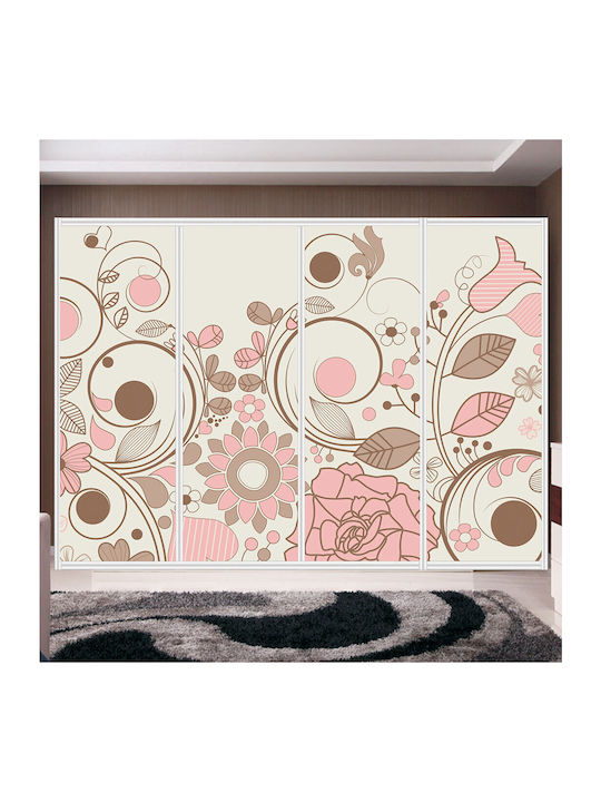 Retro Flowers Wardrobe Sticker 210cm