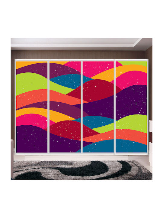 Kleiderschrankaufkleber Bunte Wellen 230cm