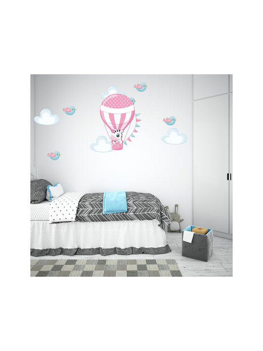 Wall Sticker Zebra Hot Air Balloon + Set of Clouds Birds 120cm X 72cm