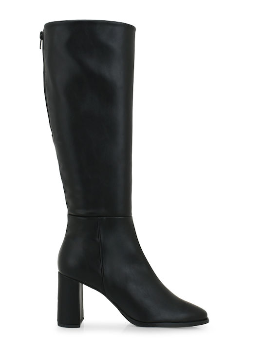 Synthetic Leather High Heel Women's Boots Black