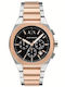 Armani Exchange Γυναικείο Ρολόι 42mm Χρονογράφος Μπαταρίας με Ροζ Χρυσό Μεταλλικό Μπρασελέ