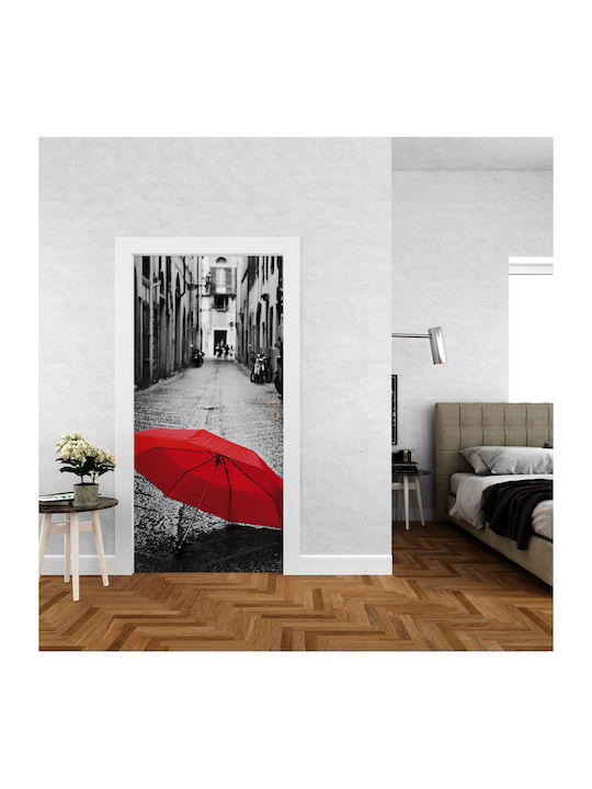 Door Sticker Red Umbrella Road 02 85cm
