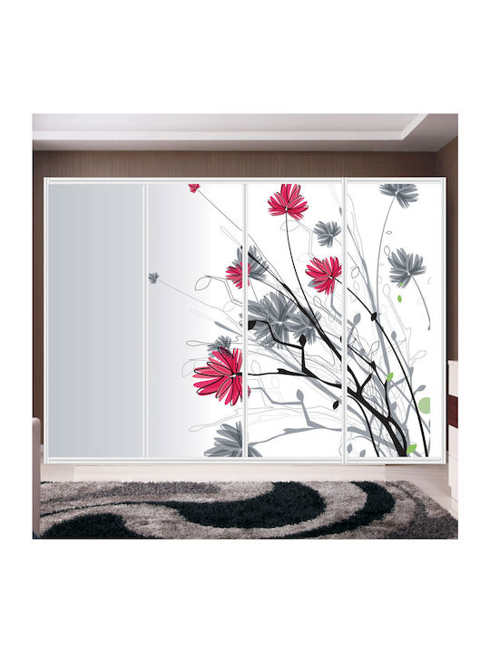 Kleiderschrankaufkleber Rote Blätter 240cm