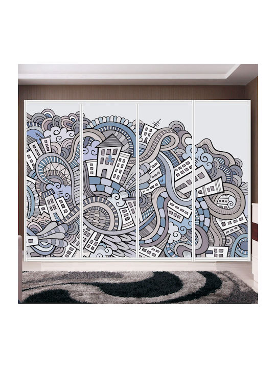 Αυτοκόλλητο Ντουλάπας Abstract City 370cm