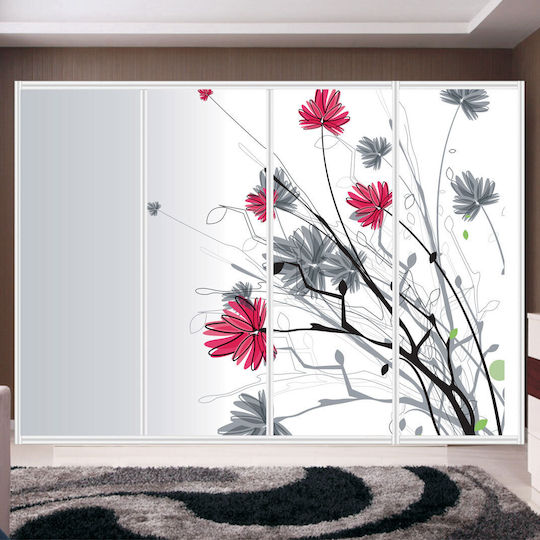 Αυτοκόλλητο Ντουλάπας Κόκκινα Φύλλα 250cm