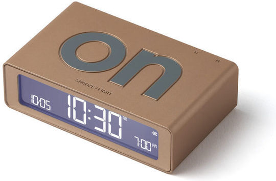 Lexon Flip Mini Tischuhr Digital LCD Kunststoff mit Wecker Gold