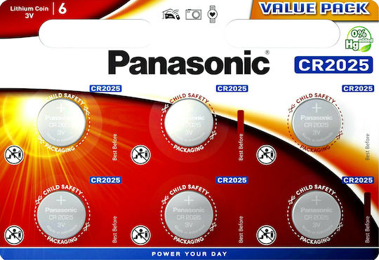 Panasonic Lithium Power Batterien für Uhren CR2025 3V 6Stück