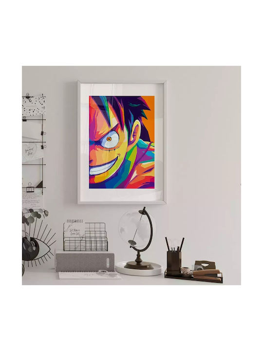 Poster One Piece Luffy An040b 40cm X 50cm Natural Wooden Frame
