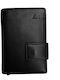 Leather Men's Wallet Cards with RFID and Slide Mechanism Black