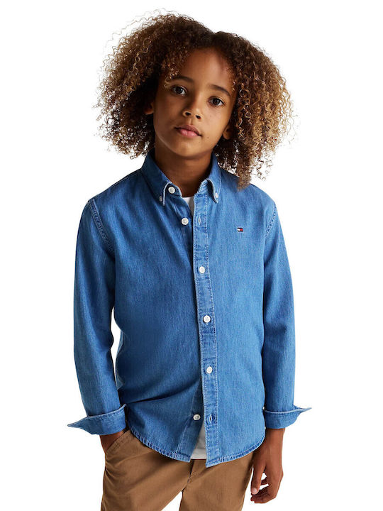 Kids Shirt Long Sleeve Denim Blue