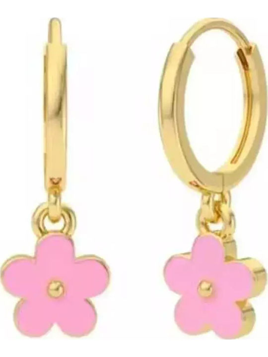 Hypoallergenic Kids Flower Hoop Earrings Steel 316L Gold Bode 02393