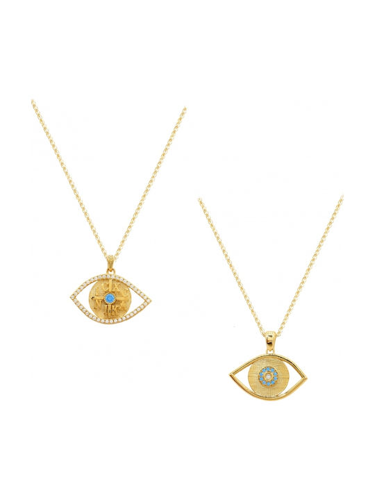 Art d or Charm Amulet Eye from Gold 9 K with Zircon