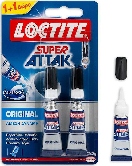 Loctite Υγρή Κόλλα Στιγμής Super Attak Original 3ml 2τμχ Διάφανη