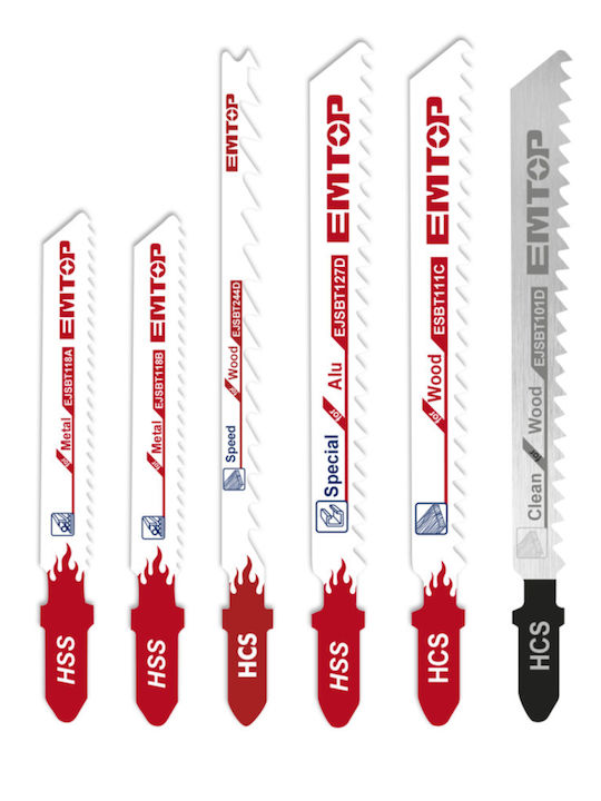 Set de lame pentru fierăstrău electric Emtop Ejsbt2001, 20 de piese, diverse tipuri, lemn, metal, aluminiu, ideal pentru tăiere rapidă, forme curbe, tăiere precisă