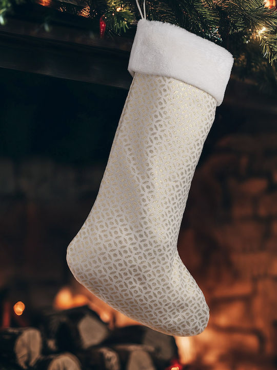 Weihnachtliche Dekorative Socke mit Eckru-Gold L50xB30cm. Gold