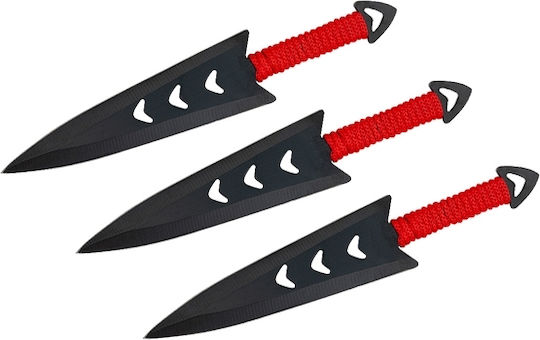 Set Drei Wurfmesser Scheide Inklusive Rot 16,5 cm