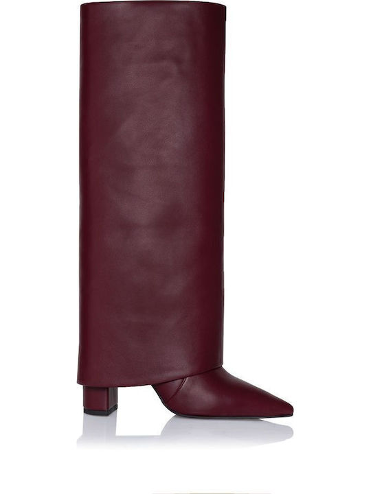 Medium Heel Women's Boots Burgundy