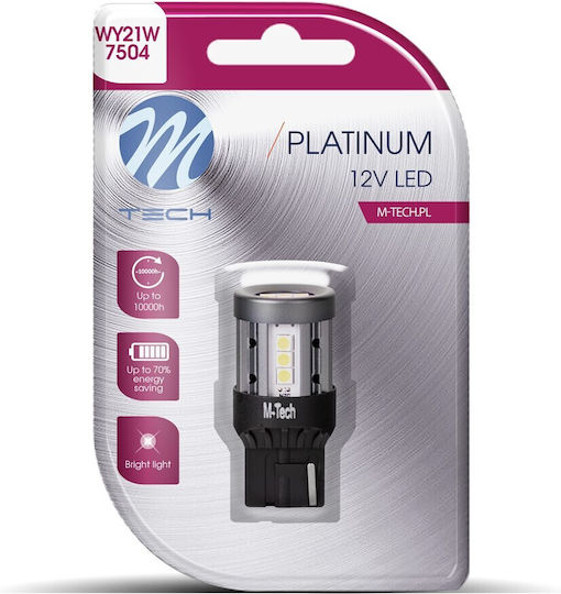 M-Tech Λάμπα Αυτοκινήτου W21W / T20 / W3x16d Canbus LED Λευκό 12-24V 4W