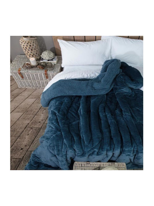 Borea Duvet Cover Queen 220x240cm Cozy Petrol Blue