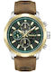 Timberland Hampton Harbour Herrenuhr 46mm Chronograph Batterie mit Braun Lederarmband