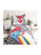 Darymex Set Kinderbettbezug Einzel mit Kissenbezug Baumwolle Gray 140x200cm