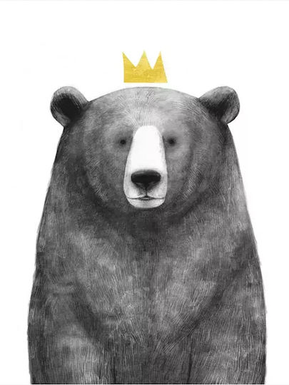 Παιδικό Κάδρο Queen Bear με Λευκή Κορνίζα από Πλαστικό 21x30εκ.