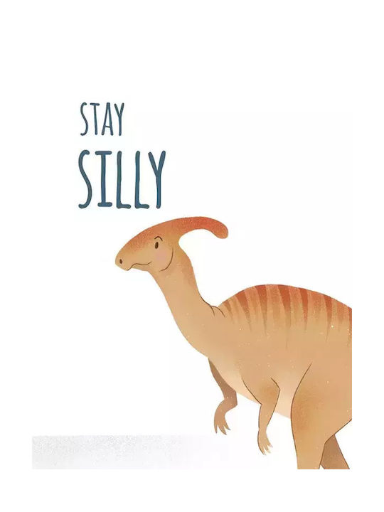 Kids Framed Plastic Wall Painting With Dinosaur Stay Silly 21x30cm