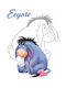 Tablou Copilăresc Eeyore cu Ramă Albă din Plastic 21x30buc