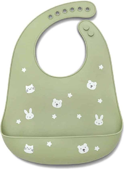 Kikka Boo Waterproof Bib Silicone with Pocket Geen