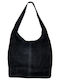 Leather Women's Hobo Bag Suede Black