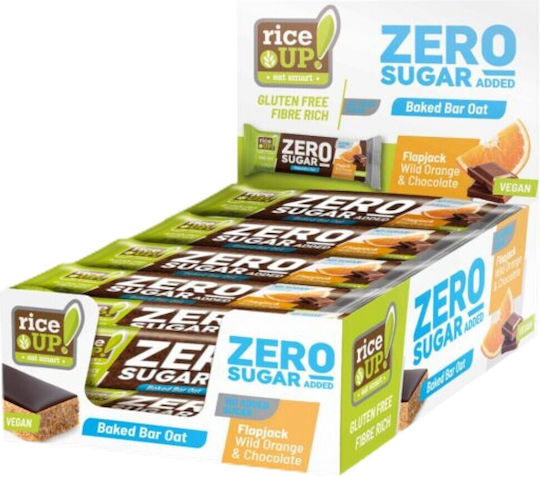 RiceUp Органична Zero Sugar Мара Флапджак Овес Енергия Ядки с Черен Шоколад Без Добавена Захар 12x70гр