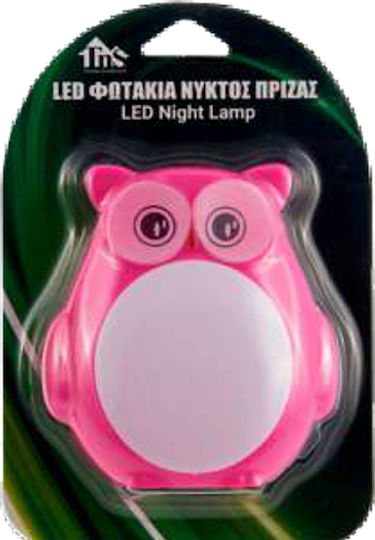 Φωτακι Νυκτος Κουκουβαγια Ροζ Led