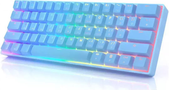 HK Gaming GK61 RGB Gaming Tastatură Mecanică 60% cu Gateron Brown comutatoare și iluminare RGB (Engleză US) Albastru