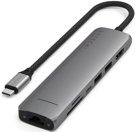 Satechi USB-C Stație de andocare cu HDMI 4K PD Ethernet Gri (ST-P7SM)